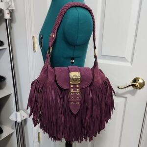 Source Unknown Plum Fringe Shoulder Bag